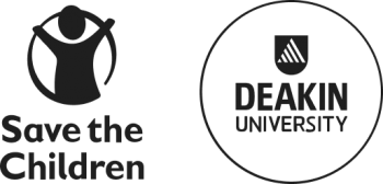 Save The Children and Deakin University logos